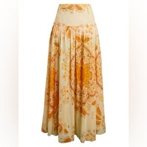 NWT Free People Farrah Drop Waist Maxi Skirt Boho Cottagecore Fall Ivory